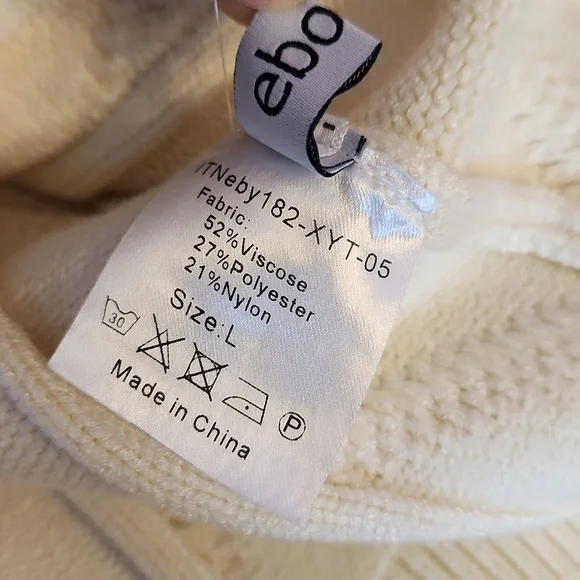 EBOSSY Women’s Cable Knit Long Sleeve Embroidered Cardigan, size L - Picture 9 of 12